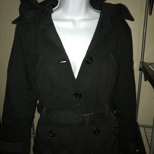 Black hooded coat